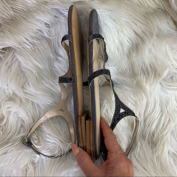 ZARA gray bejeweled split toe suede gladiator sandals 9.5 EUR 40 - Picture 6 of 8